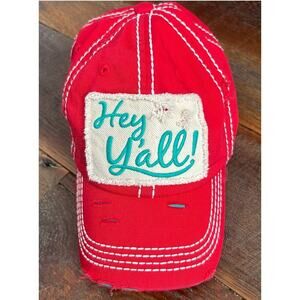 Hey Y'all K Bethos Red Baseball Hat